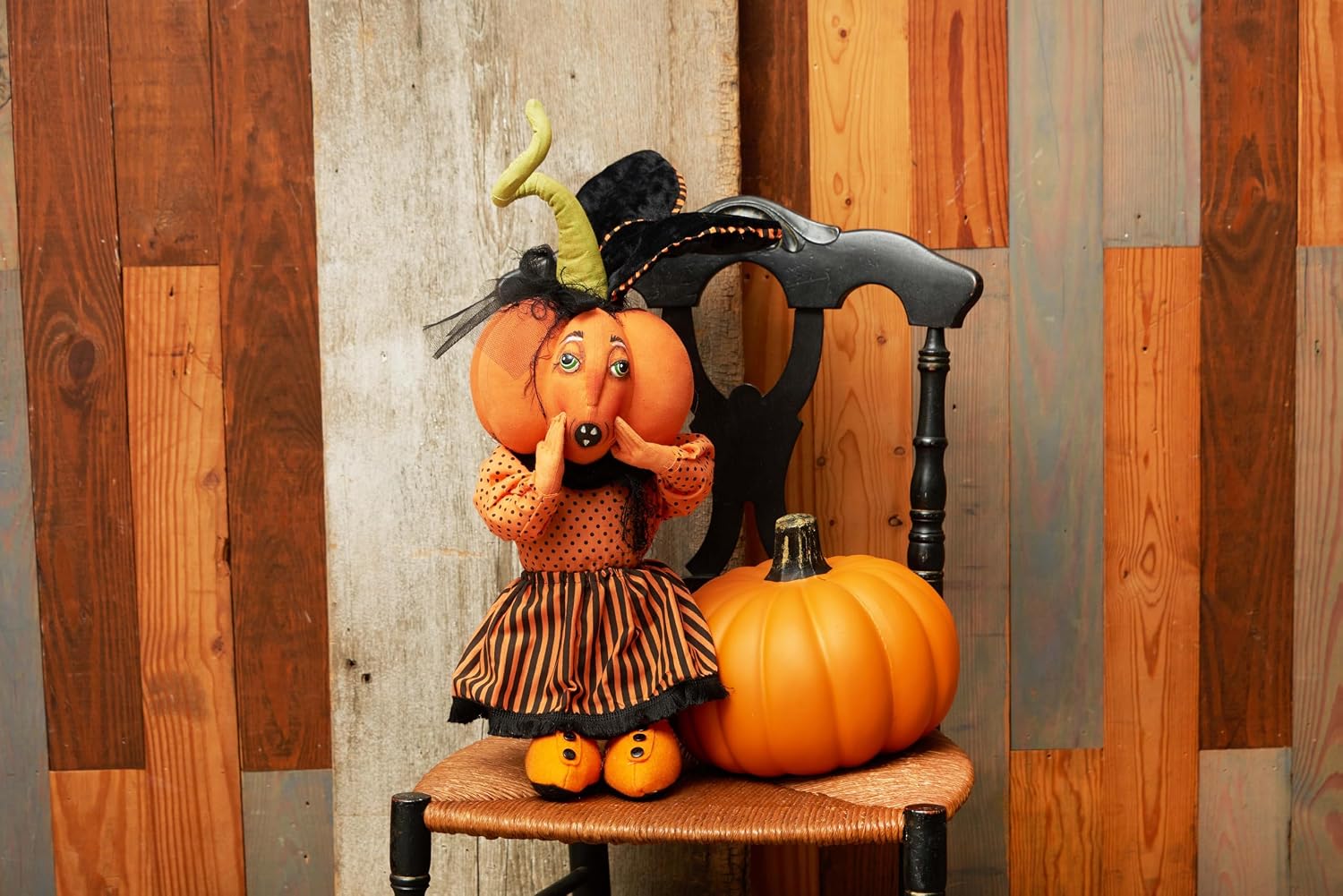 GALLERIE II Paxtyn Pumpkin Joe Spencer Gathered Traditions Soft Art Doll Fall Autumn Harvest Halloween Spooky Scary Figure Figurine Home Living Room End Table Indoor Decor Decoration Orange