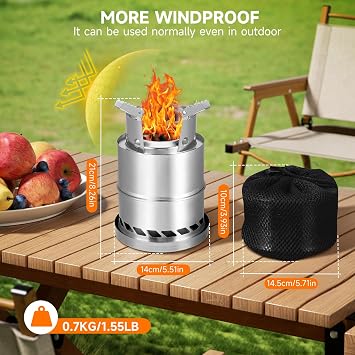 Table Top Fire Pit, Portable Smokeless Tabletop Firepit, Safe Burning Stainless Steel Mini Fireplaces, Outdoor Small Fire Bowl Camping Stove with Travel Bag for Garden Patio, Fueled by Pellets or Wood