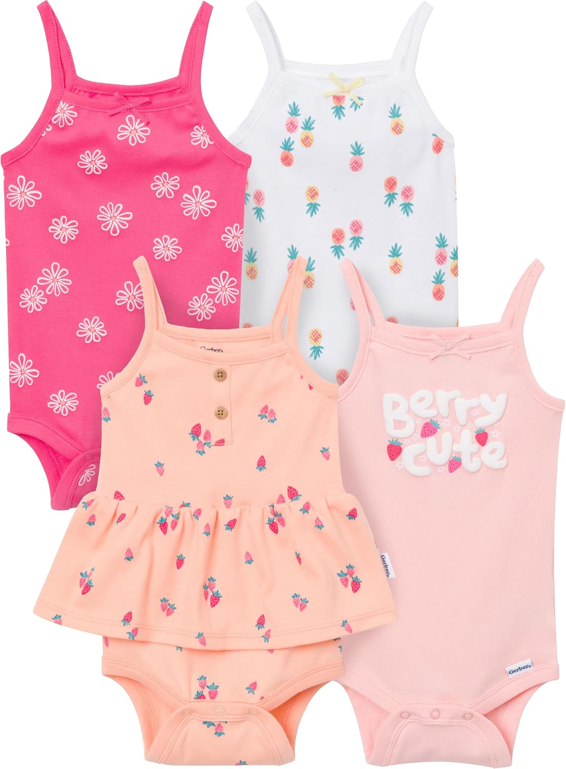 Gerber Baby Girls Multi-Pack Sleeveless Onesies Bodysuit