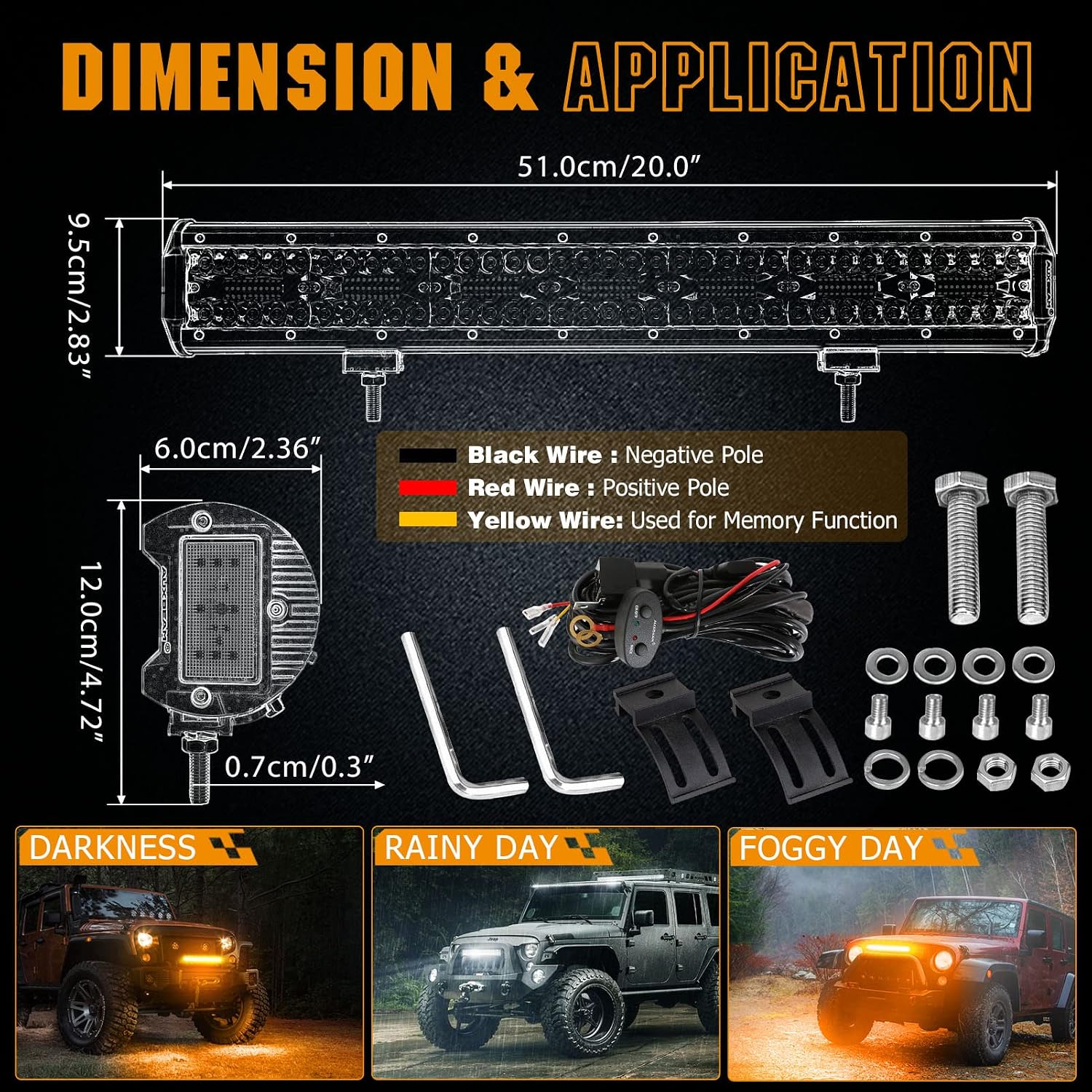 Barre LED AUXTINGS 45cm 450W - 4 Rangées - Spot/Flood Combo - 12V/24V - Pour 4x4, Camion, Bateau