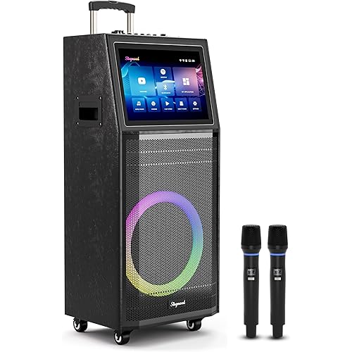 Karaoke Machine for Adults with Lyrics Display, Portable Built-in 14.1 Inches Tablet with 2 Wireless Microphones,1000W Peak Power Bluetooth Portable Karaoke System for Any Occasion (S100)