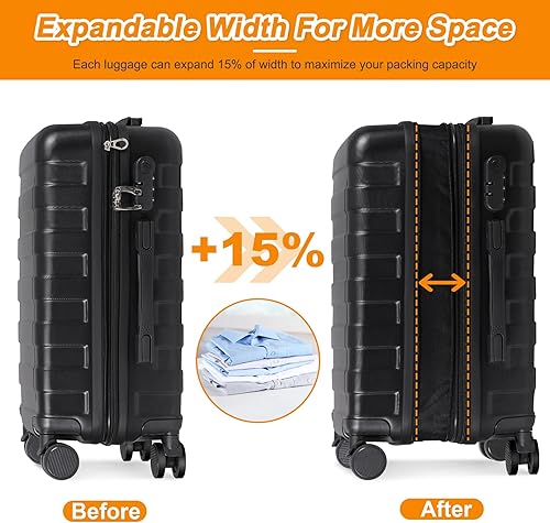 Miniatura 3 de ZenStyle Maleta rígida expansible con ruedas giratorias, equipaje de mano de 21 pulgadas aprobado por aerolíneas, maleta de viaje ligera con asa de