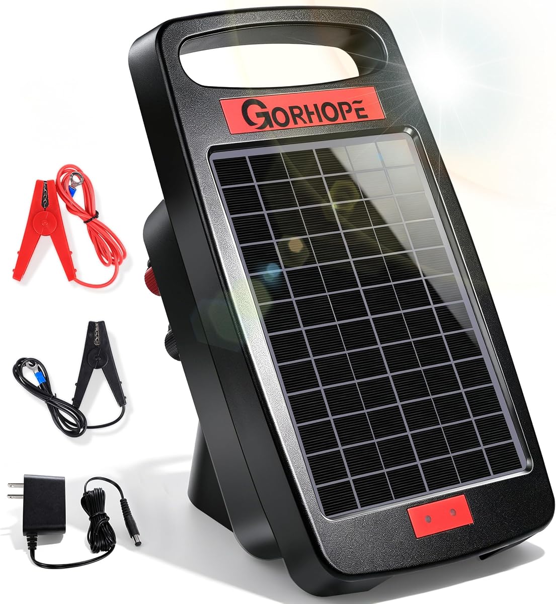 20 Miles Solar Electric Fence Charger with Short Circuit Alarm,0.32JPowered | 24-Hour Protection,Tempered Glass Solar Panel,14-Day Continuous Powered Protection for Livestock Protection