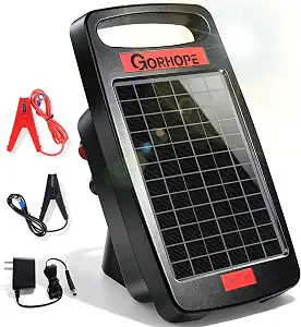 20 Miles Solar Electric Fence Charger with Short Circuit Alarm, 0.32J Solar Powered Fence Charger for Livestock Protection
