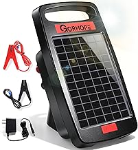 20 Miles Solar Electric Fence Charger with Short Circuit Alarm,0.32JPowered | 24-Hour Protection,Tempered Glass Solar Panel,14-Day Continuous Powered Protection for Livestock Protection