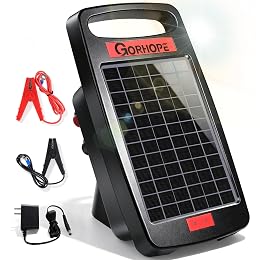 20 Miles Solar Electric Fence Charger with Short Circuit Alarm,0.32J Solar Powered Fence Charger 24-Hour Protection,with Solar Panel,14-Day Continuous Powered Protection for Livestock Protection