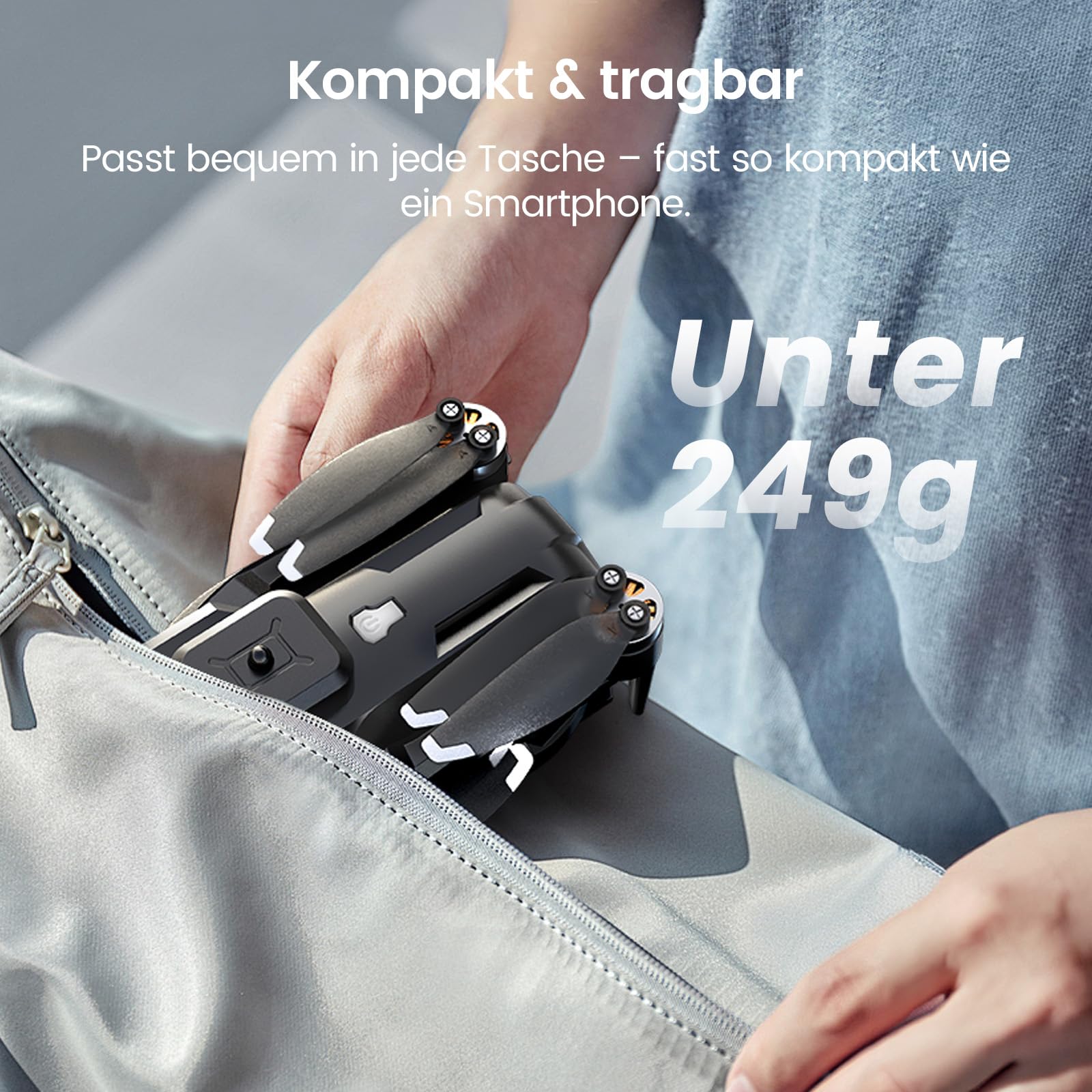DEERC Drohne mit Kamera 1080P, faltbarer Quadrocopter für Jugendliche und Anfänger, 4,3-Zoll-HD-Bildschirm-Fernsteuerung, bürstenloser Motor, Hindernisvermeidung, 2 Akkus, Tragetasche inklusive