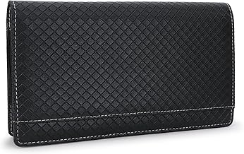 LEDO Cheque Book Holder Organizer Case for Men and Women in PU Leather with Black Color