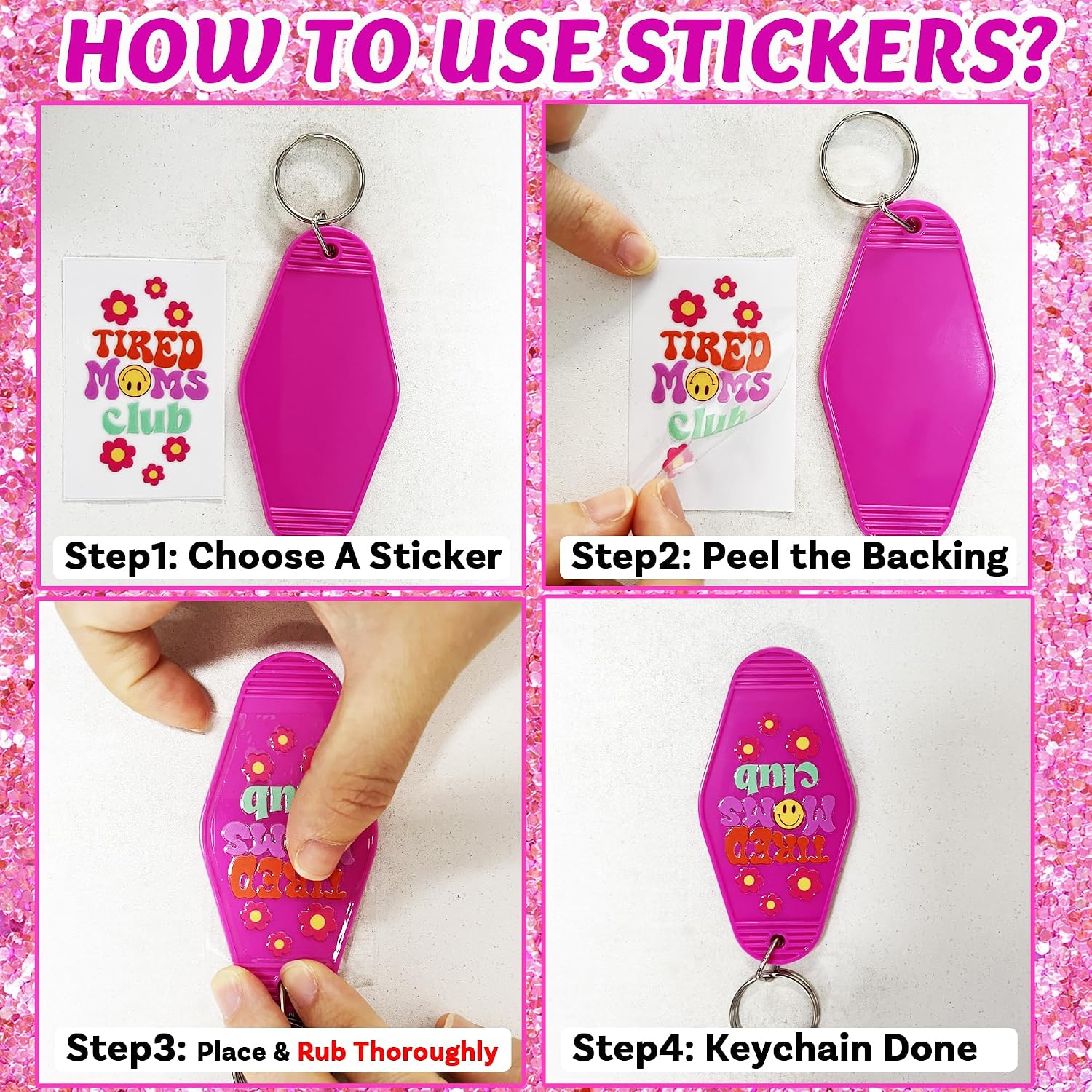36 PCS Motel Keychains Blanks with UV DTF Stickers Vintage Hotel Keychain Novelty Funny Diy Cute Keychain Gift for Friends