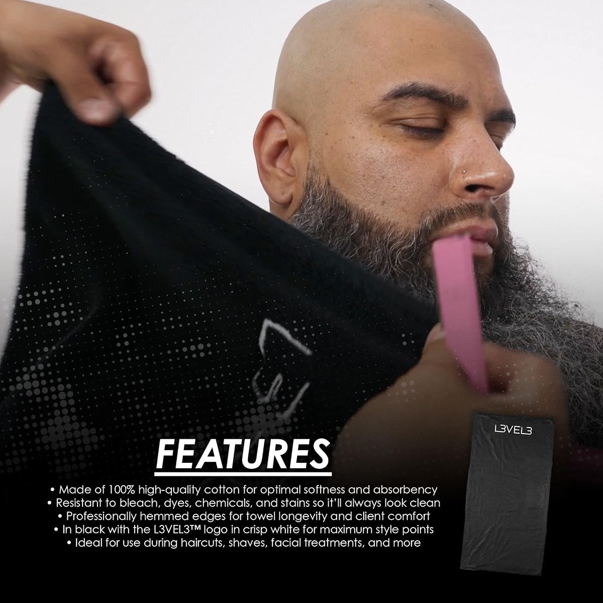 L3 Level 3 Premium Shaving Towel - Soft, Light, Absorbent - Ideal for Haircuts