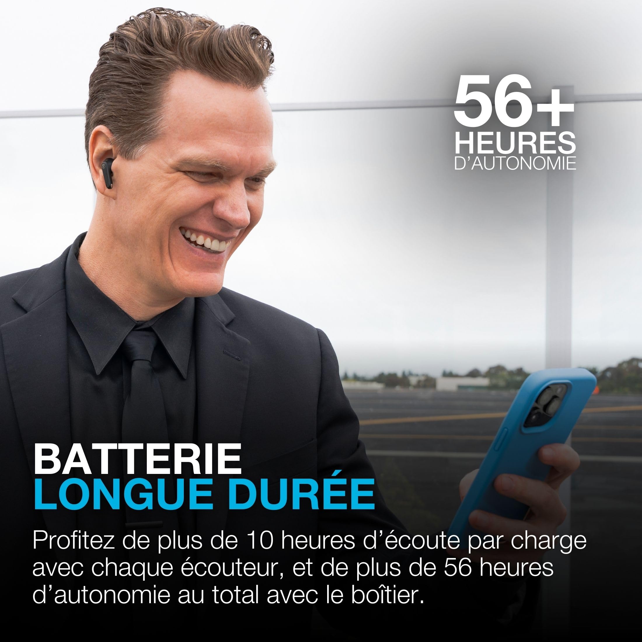 JLab JBuds Pods Écouteurs ANC - Écouteurs Bluetooth Intra-Auriculaires, 56+ h d'autonomie True Wireless, IP55 Résistant Transpiration, Audio Personnalisable, ContrôLe App, Multipoint, Noir