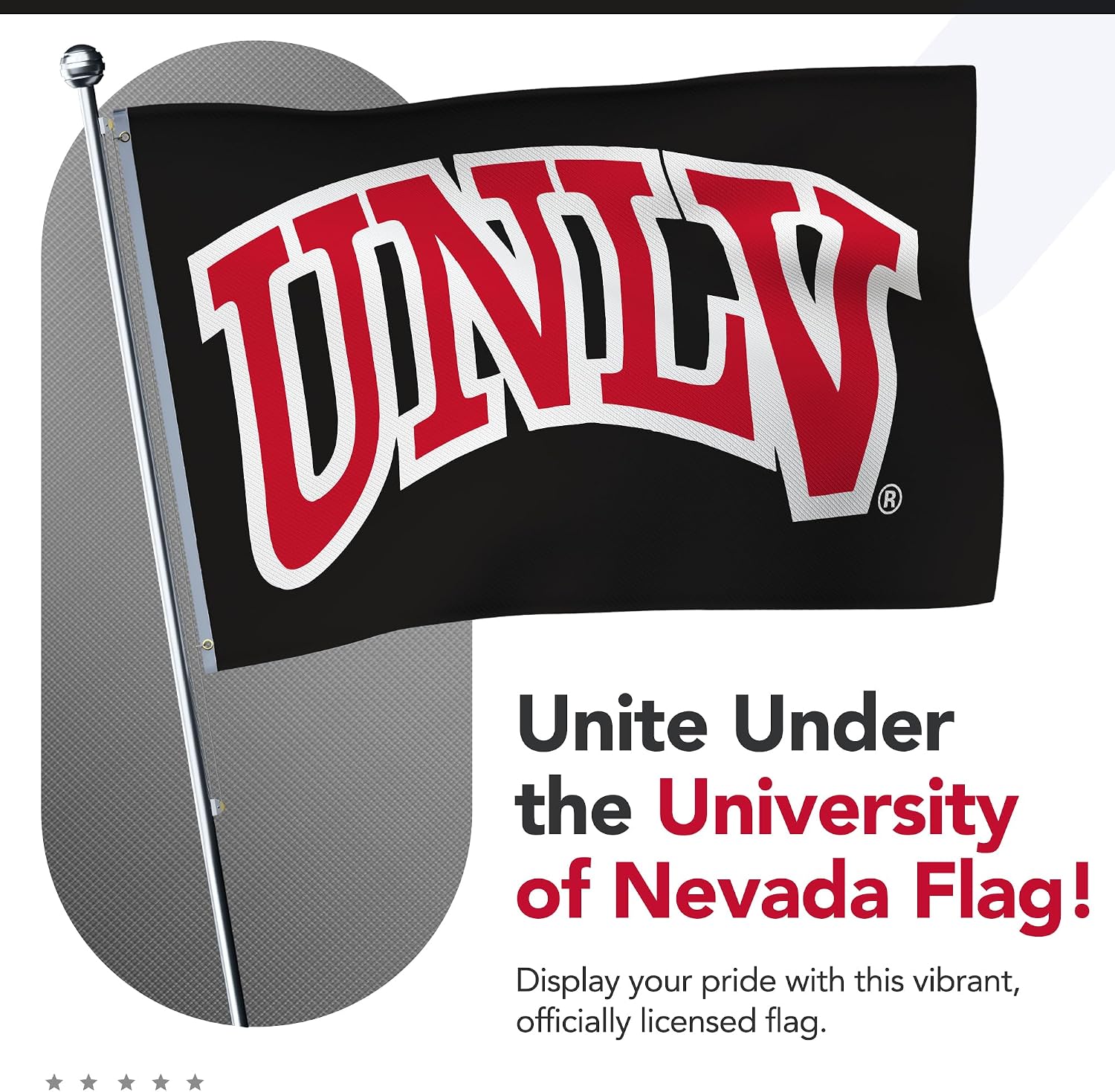 UNLV Rebels College Sports Printed Flag - NCAA Licensed - Nylon - School Banner (Black, Red, White) (5' x 8')