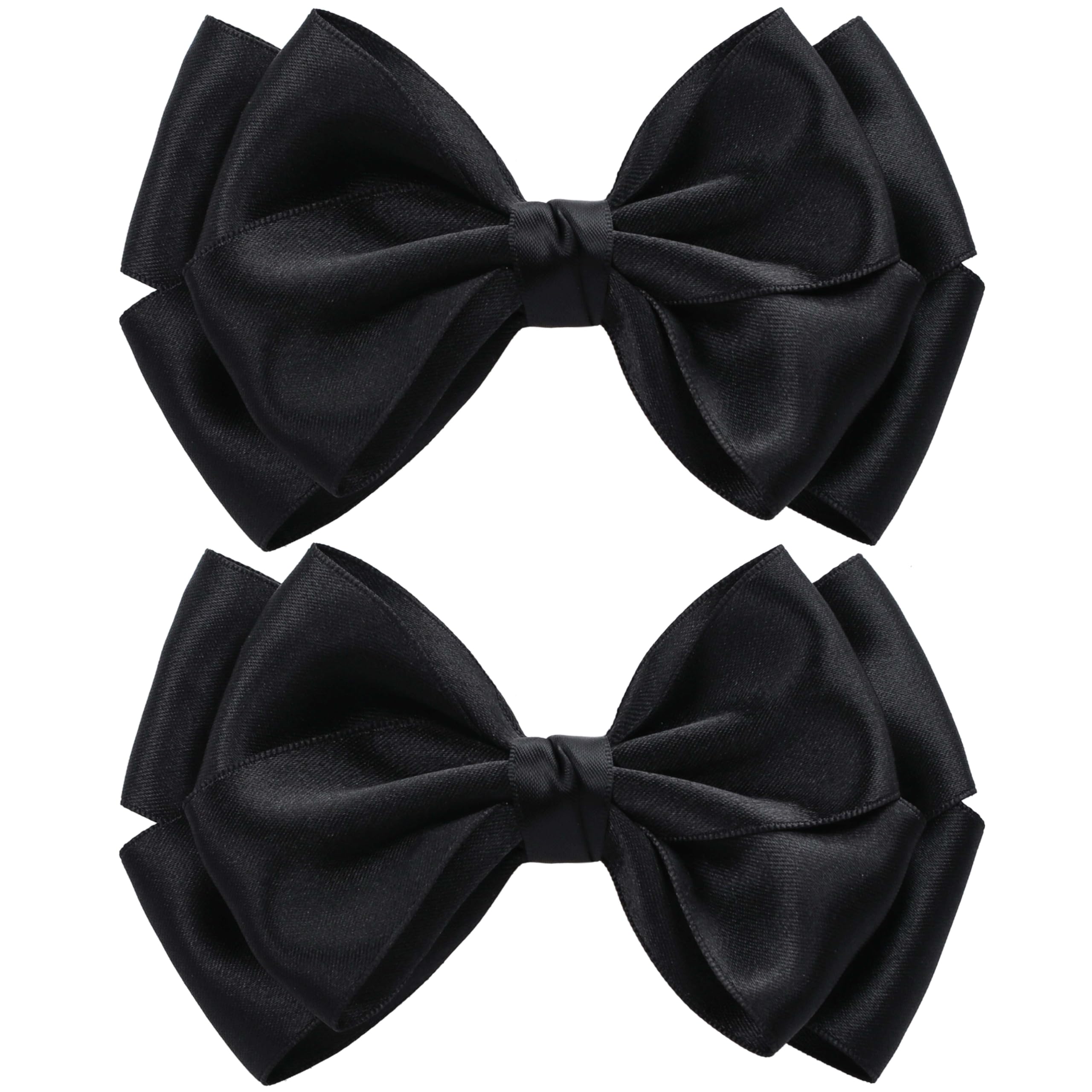 ZOLYCO Large Big 6 Inch Hair Bows for Girls Thick Ribbon Boutique Alligator Clips Hair Accessories for Baby Girls Toddlers Kids Teens 2 PCS (Black)