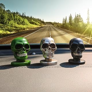 Skull Car Ornaments, 3Pcs Self Adhesive 3D Skull Car Interior Ornaments,Resin Car Dashboard Ornaments Decor Accessories