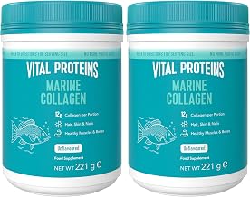 Vital Proteins Marine Collagen Peptides Powder Duo - Unflavoured, 221g x 2 | Hydrolysed Collagen, Type I and III, Hair, Skin and Nail Support Supplement, Gluten Free, 12g per Serving, 221g Canister, 2-P