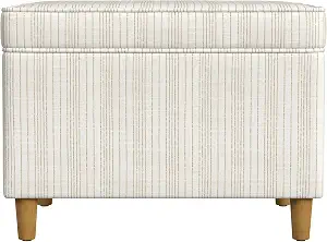 Spatial Order 24" Dinah Collection Storage Ottoman - Cream Marigold Pinstripe Fabric