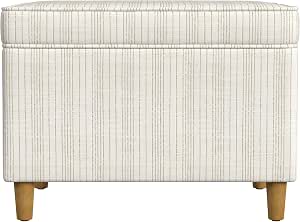 Spatial Order 24" Dinah Collection Storage Ottoman - Cream Marigold Pinstripe Fabric