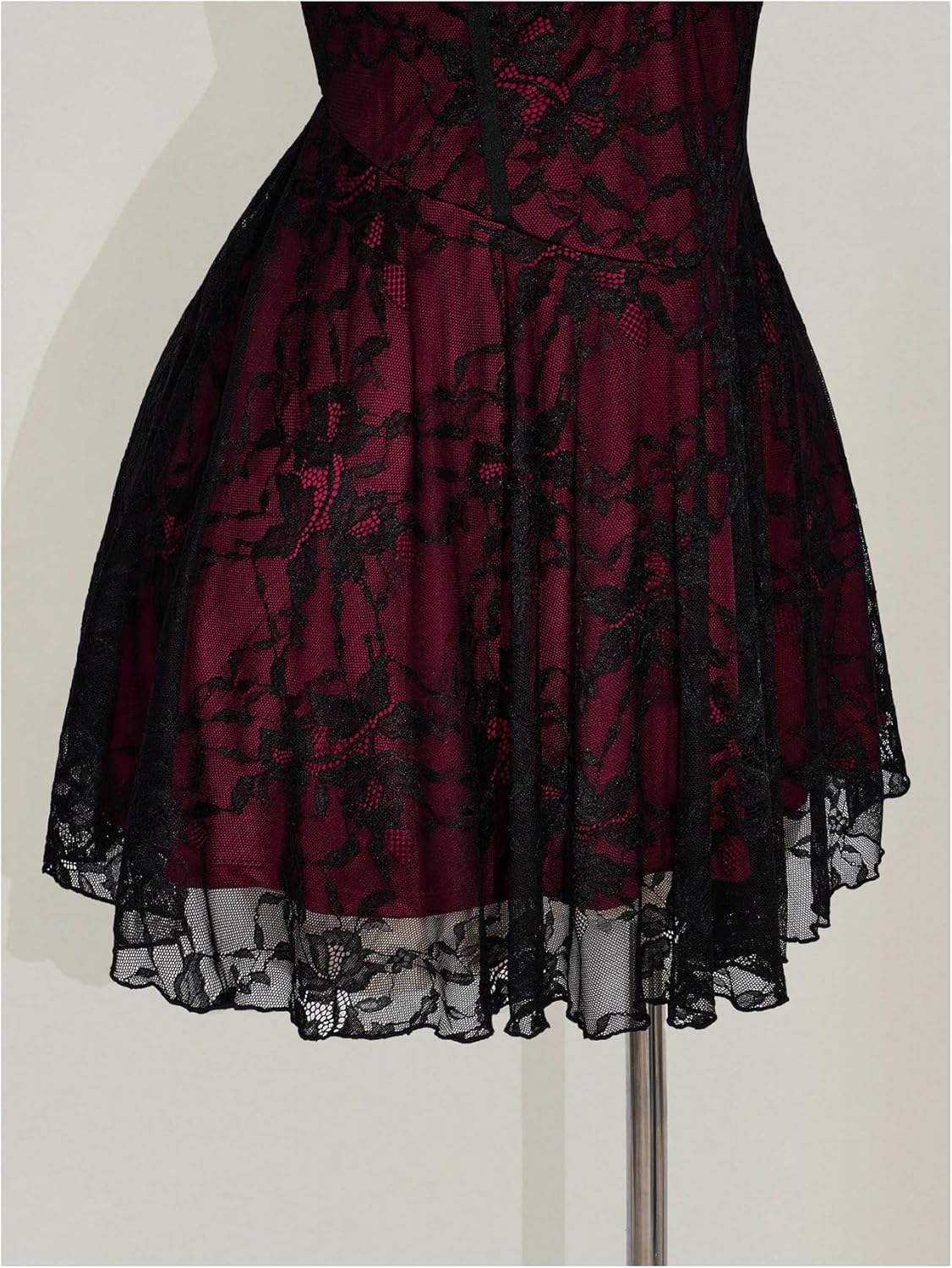 Women's Plus Size Y2k Floral Gothic Dress Mesh Lace Goth A Line Mini Dresses Grunge Ruched Short Cami Sundress - Image 2