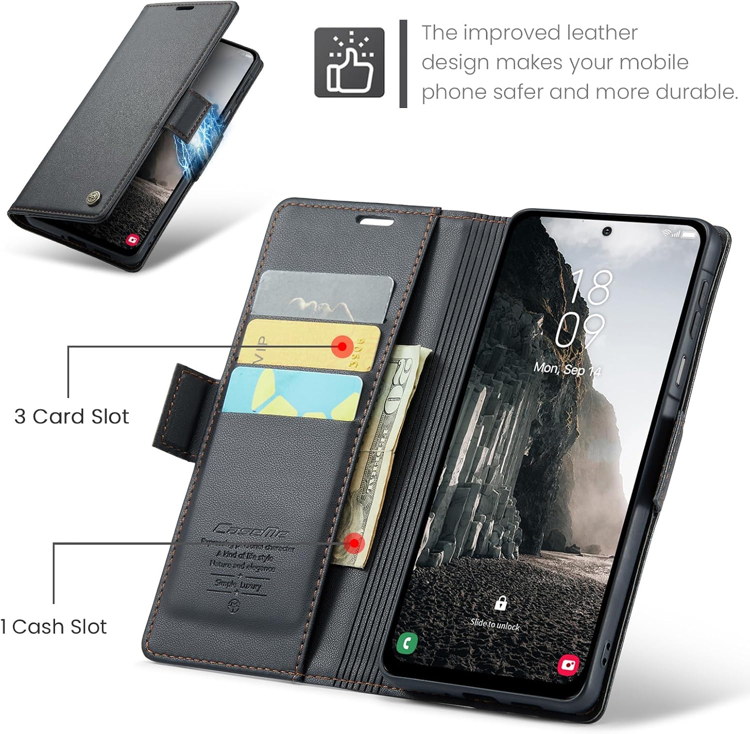 Wallet Case Designed for Samsung Galaxy A17 Leather [Card Holder][RFID Blocking][Premium PU Leather] Flip Phone Cover for Samsung A17 5G (Black)