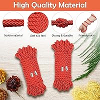 Vista 3 de Cuerda de seda suave, cuerda trenzada agradable a la piel (roja, 32 pies)