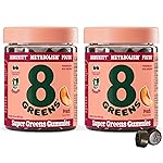 8Greens Supergreens Gummies | Super Greens Powder Superfood Gummy for Metabolism, Immunity & Focus, Digestive Health Enzymes, Organic: Chlorella, Spirulina, Aloe Vera, Peach Flavor, 100 Count