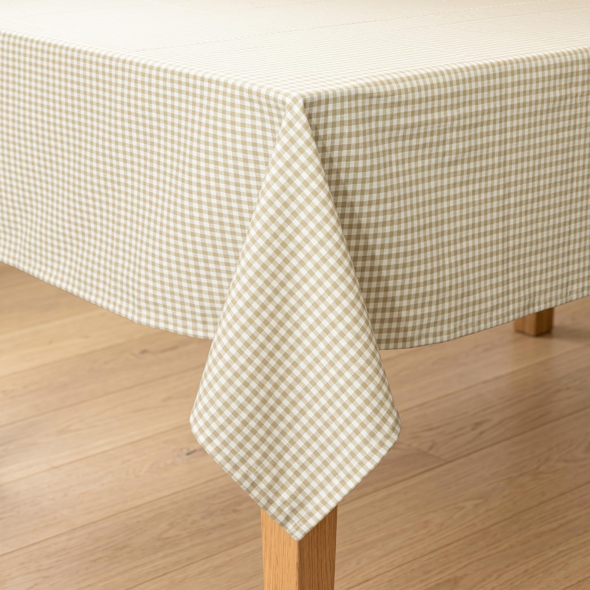 R home Beige Gingham Check Table Cover | 100% Cotton | 170 x 170 cm (67 x 67 Inch) | Checked Table Cloth for 4-6 Seater Square Dining Table | Soft, Durable & Machine Washable-image-34