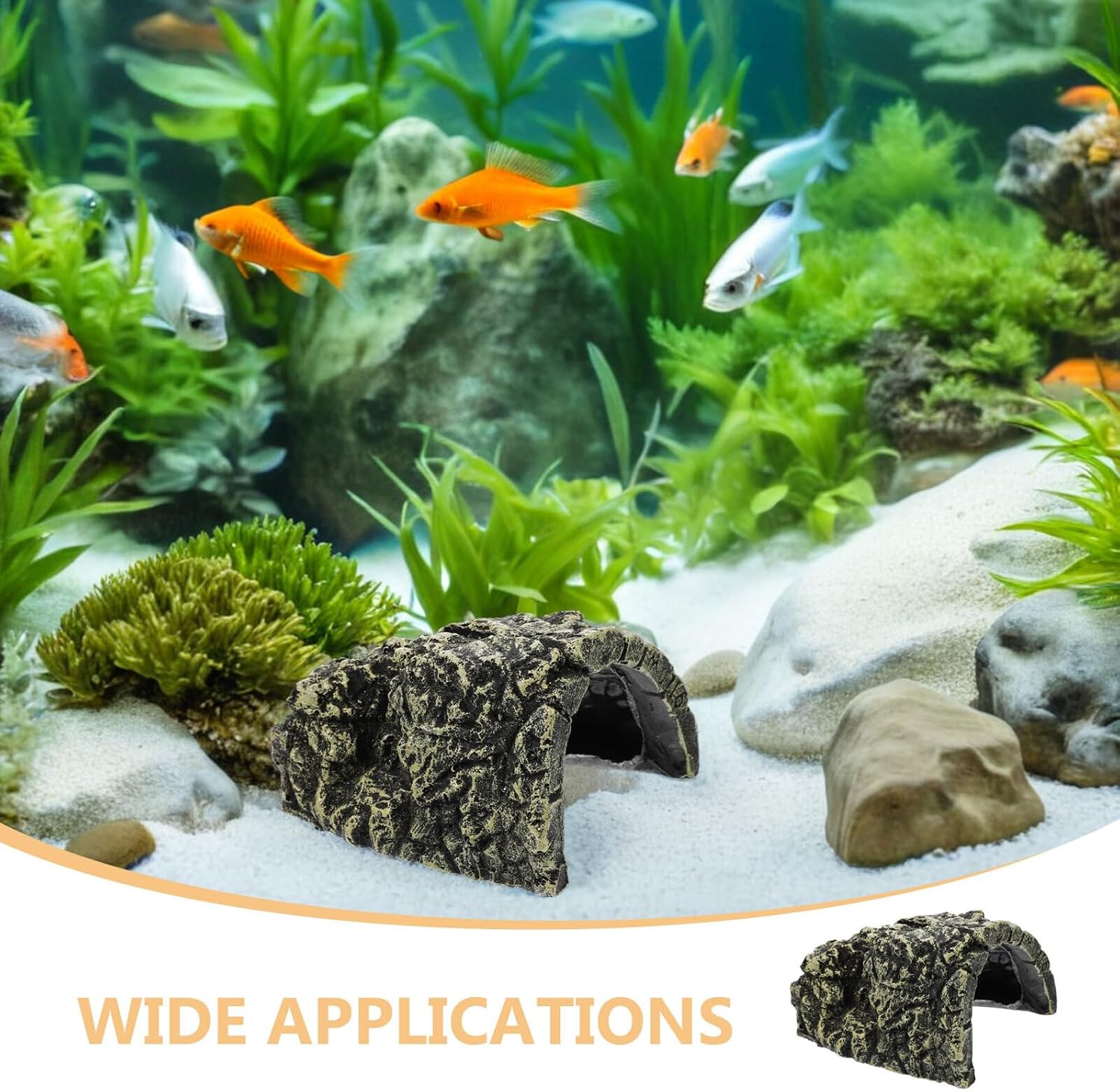Abaodam 2pcs Resin Turtle Basking Platform with Reptile Hide Cave 6x8cm Aquarium Turtle Climbing Rock and Amphibians Habitat Decor
