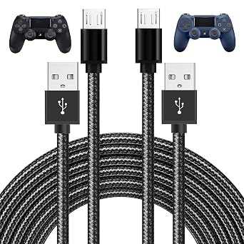 Micro USB Cable 2 PCS 3.3FT PS4 Controller Charger Charging Cable for PS4 Slim/Pro, Xbox One S/X Controller, Kindle E-Readers, Paperwhite, Oasis and Kindle & Fire Tablets