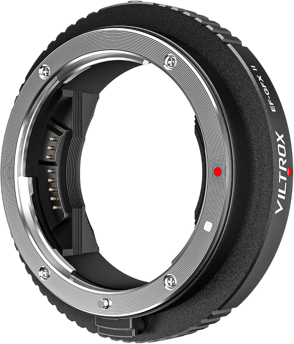VILTROX EF-GFX II Adaptador de montura de lente de enfoque automático Convertidor con control de apertura, transmisión EXIF compatible con lentes Canon EOS EF/EF-S a cámaras Fujifilm G-Mount GFX GFX 100S 50S 50R