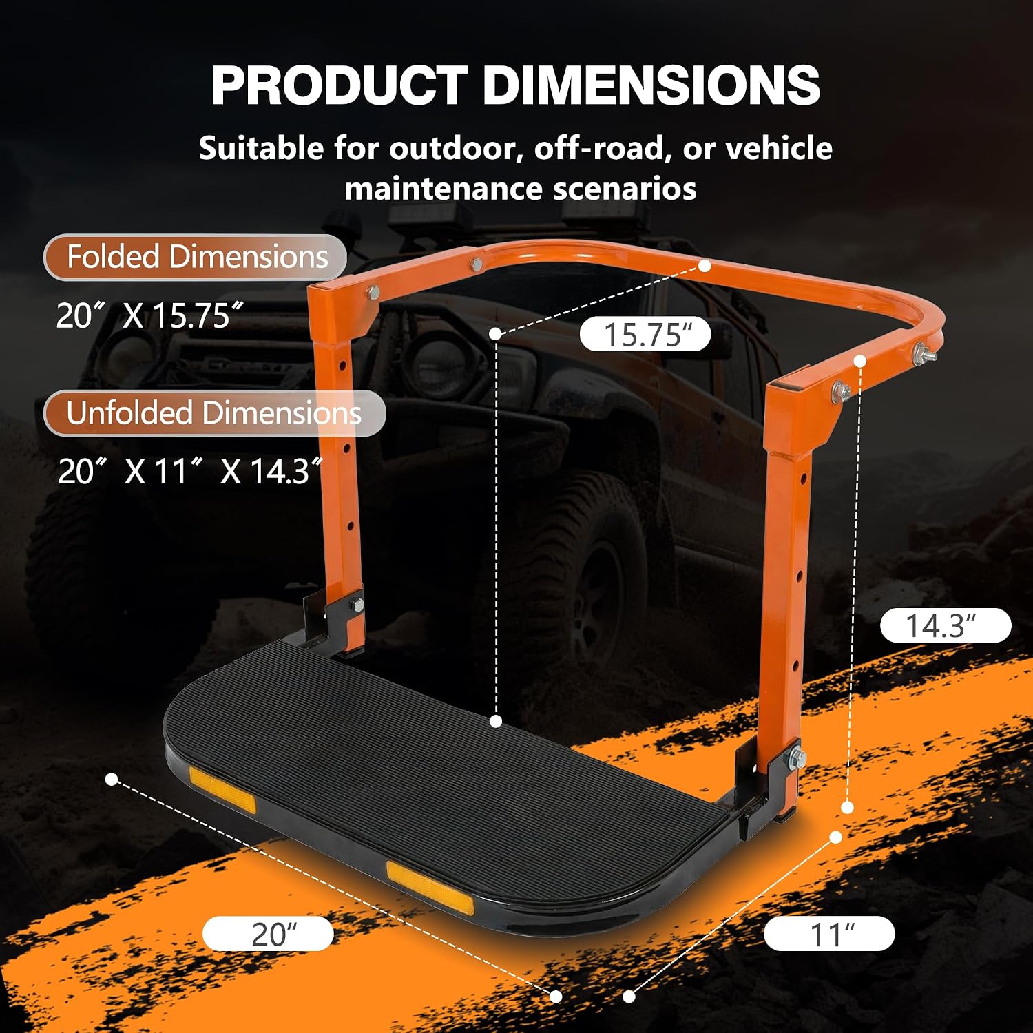 Tire Step for Truck, SUV,Semi and RV Adjustable Tire Mounted Step Fit Most Tire from 10” to 14”, Rated up to 330 Lbs, Raised Texture Non-Slip Design