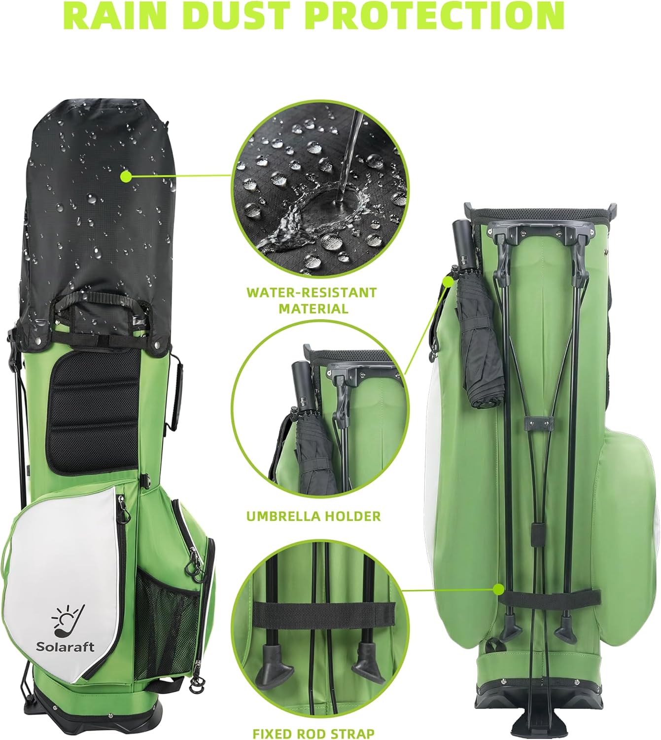 Golf Stand Bag, 15-Way Full-Length Dividers, Lightweight with Stable Carbon Fiber Legs, Waterproof Golf Bag for Men Women, Golf Course & Travel Use