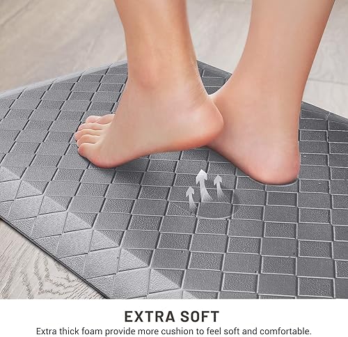 Vista 84 de HappyTrends - Tapete acolchado antifatiga de 17.3 x 28 pulgadas, grueso, impermeable, antideslizante, resistente, ergonómico, cómodo, para cocina