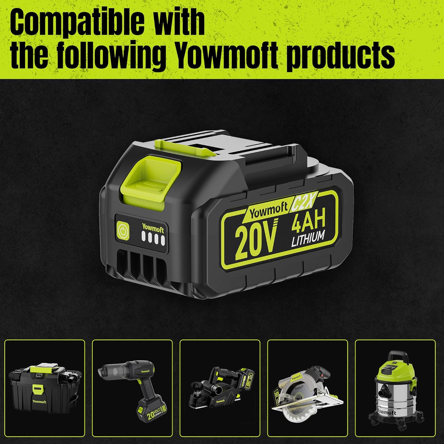 20V 4.0Ah Lithium-ion Battery Pack Only Compatible 20V Cordless Power Tool Cordless Circular Saw/Cordless Planer/CVC2010/YMCSV-YM/YMHVCO3