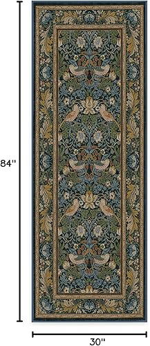 Vista 83 de RUGGABLE x Morris & Co Tapete prémium de pasillo lavable, para pasillo, cocina, entrada, sala de estar, dormitorio u oficina, con base Madreselva