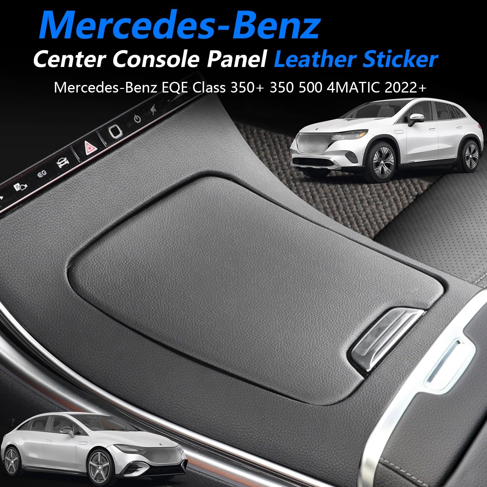 Osłona konsoli środkowej, skóra flokowana, naklejka na konsolę, zestaw do dekoracji wnętrz Mercedes Benz klasy EQE 350+ 350 500 2022 2023 2024 akcesoria wewnętrzne (skóra)