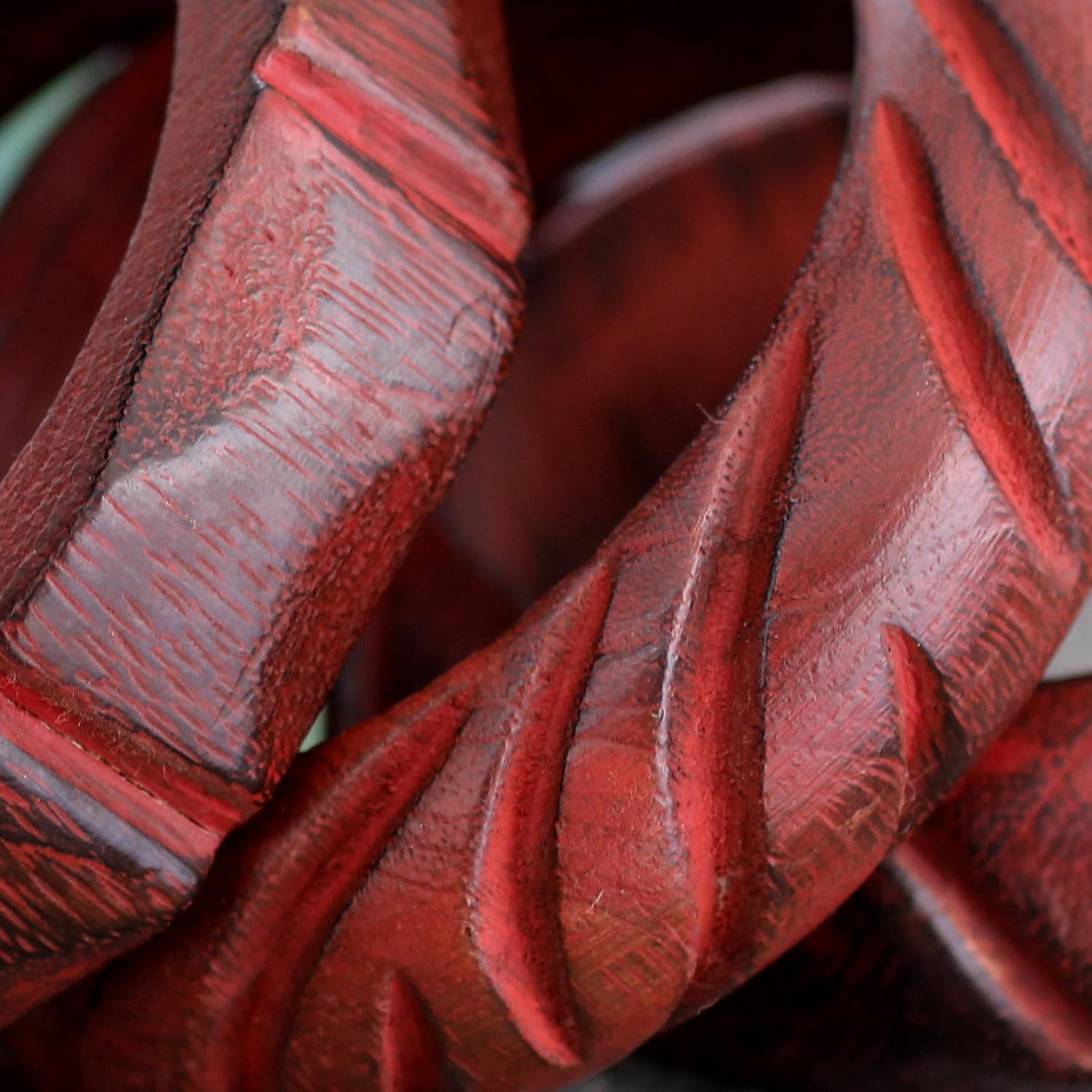 NOVICA Artisan Handmade Wood Bangle Bracelets Carved Mango India Set of 3 Sustainable Aurora Red Eco Friendly Nature [Largest Piece 8 in Inner Circ. x 1 in W Smallest Piece 8 in Inner Circ. ]