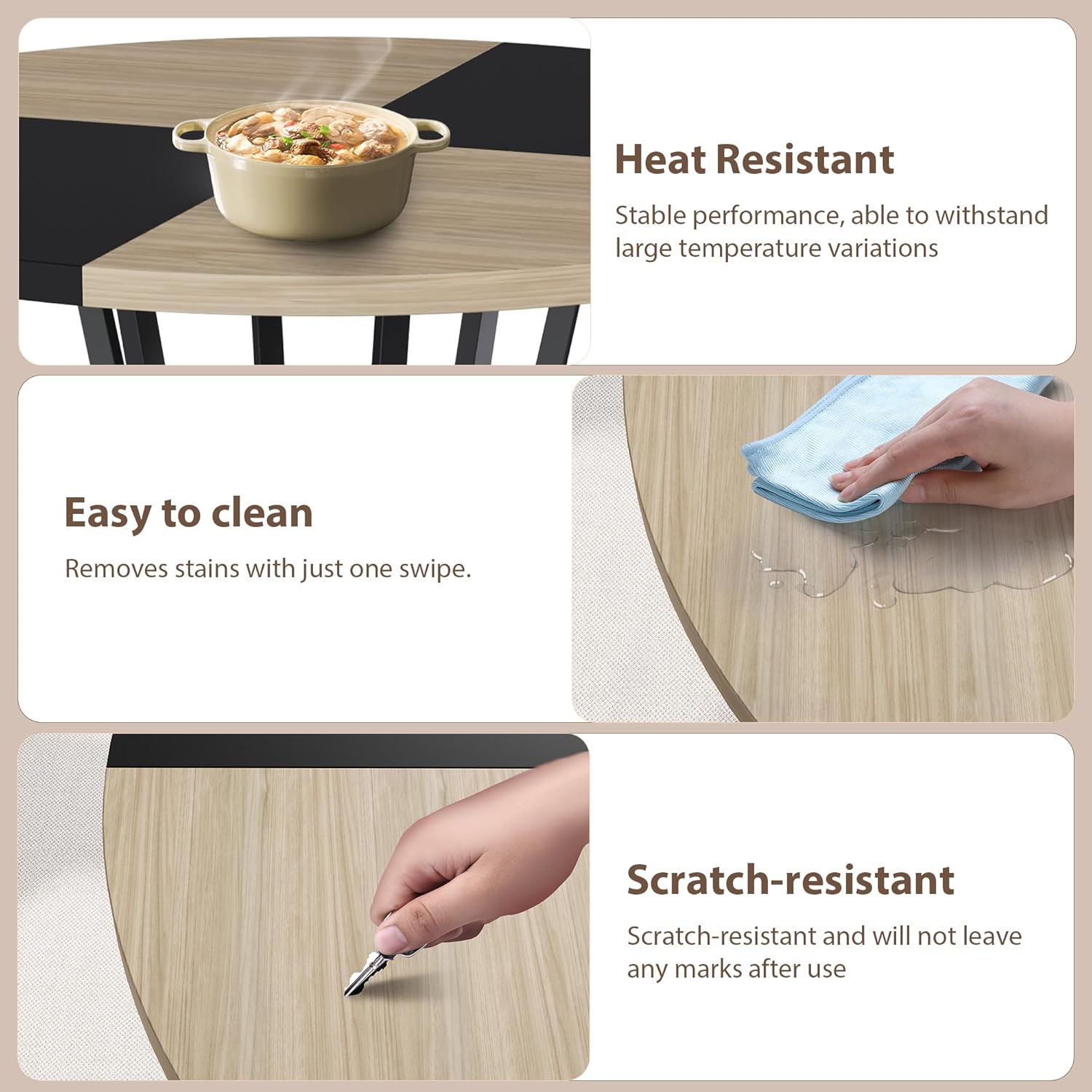 Garvee Round Dining Table for 4-6, 42" Farmhouse Kitchen Table with Storage, Circle Dinner Tables for Kitchen, Dining Room, Living Room, Meeting Room, Apartment