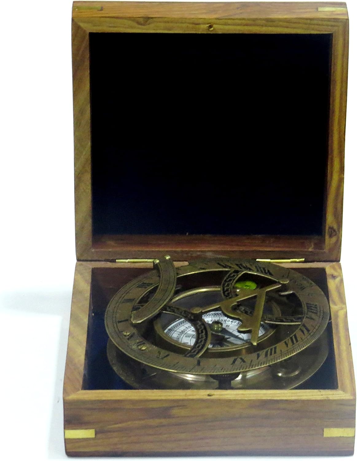 NauticalMart Sundial Compass 5in Dia with Hardwood Box - Antique Sundial Compass Replica -West London