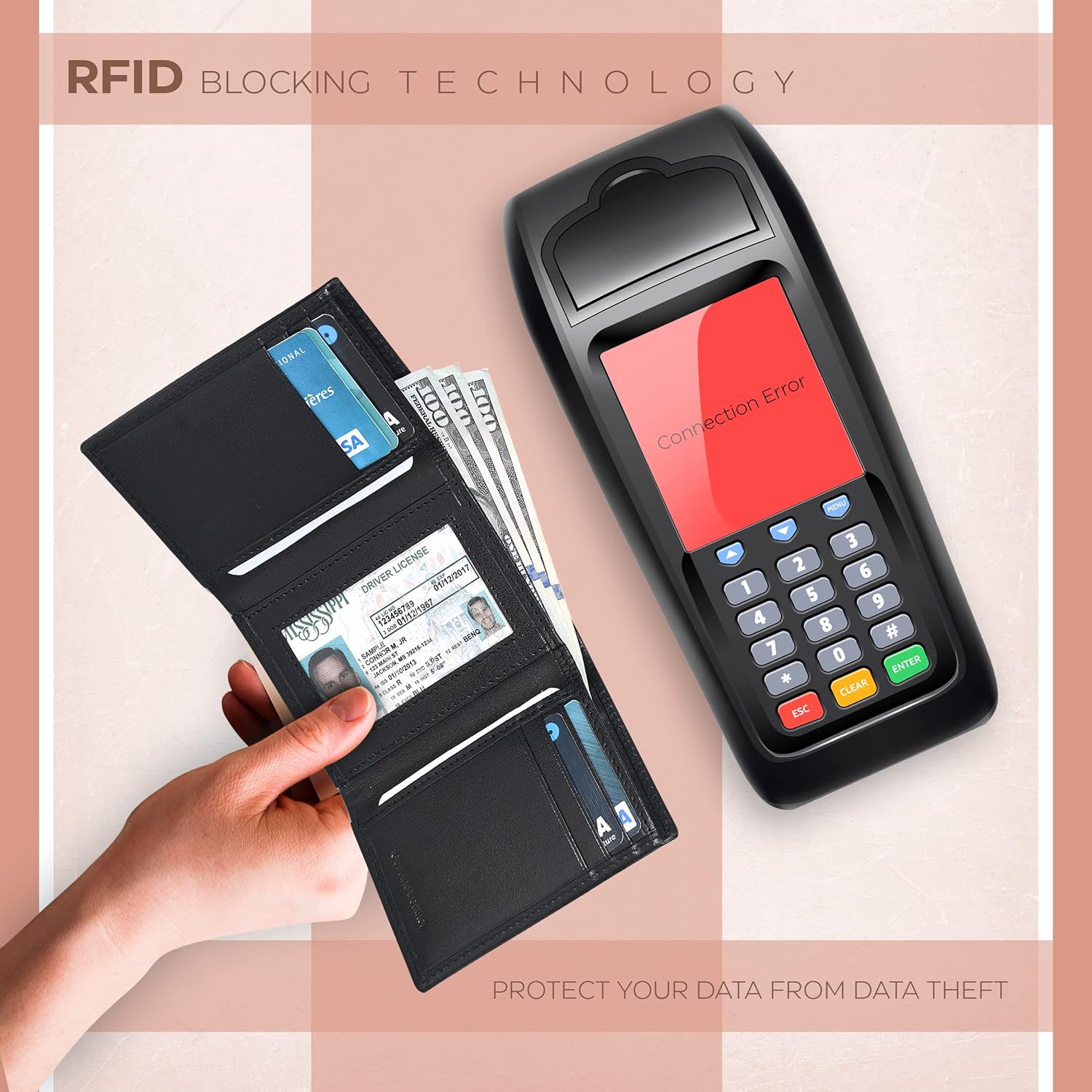 Miniatura 6 de ESTALON Slim RFID Wallets for Men - Genuine Leather Front Pocket Trifold Wallet