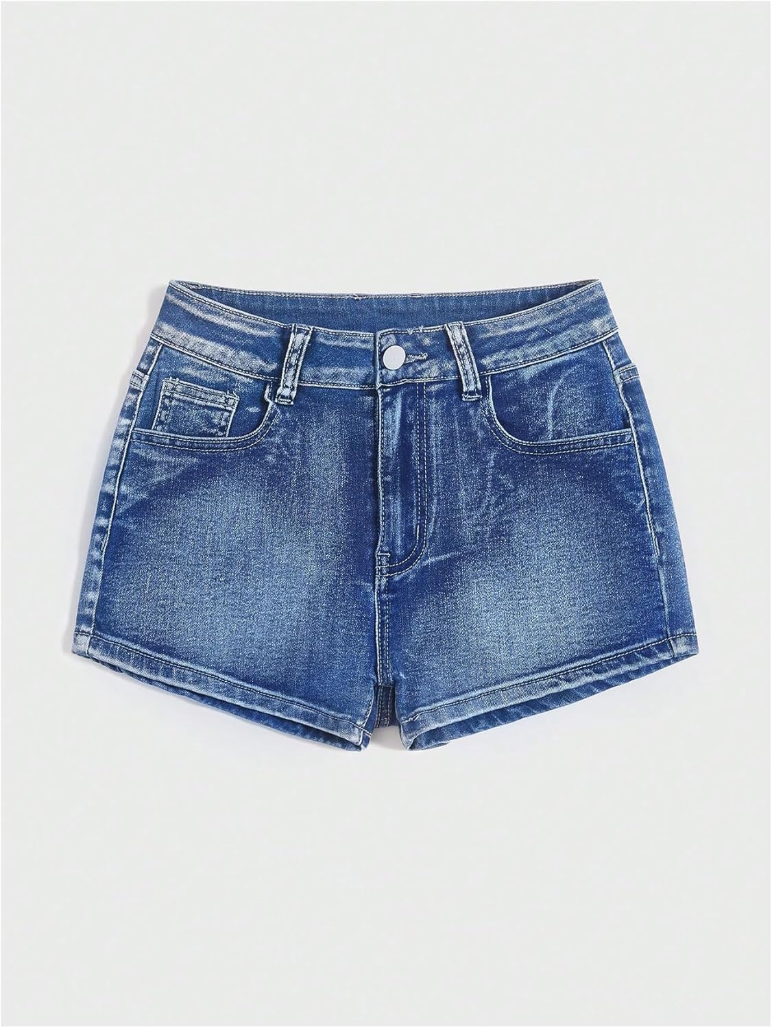 WDIRARA Women's Plus Size Embroidery Rhinestone Denim Shorts Grunge Punk Skinny Mini Jean Shorts
