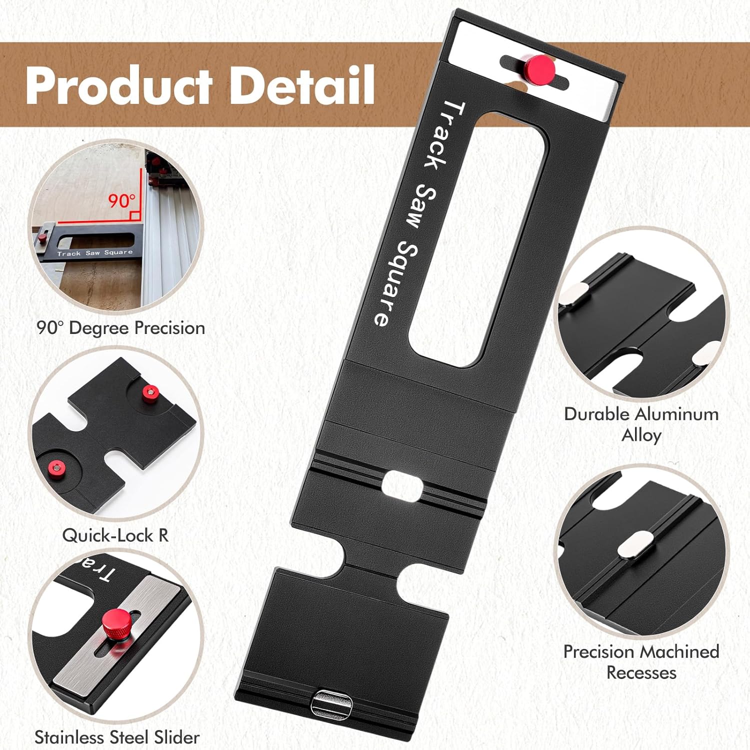 Nuogo Track Saw Guide Track Saw Square Tracks Rail Square Guide 90° Right Angle Cuts From Edge Auto-Align and Fast Adjust for Woodworking and DIY Precision Cutting