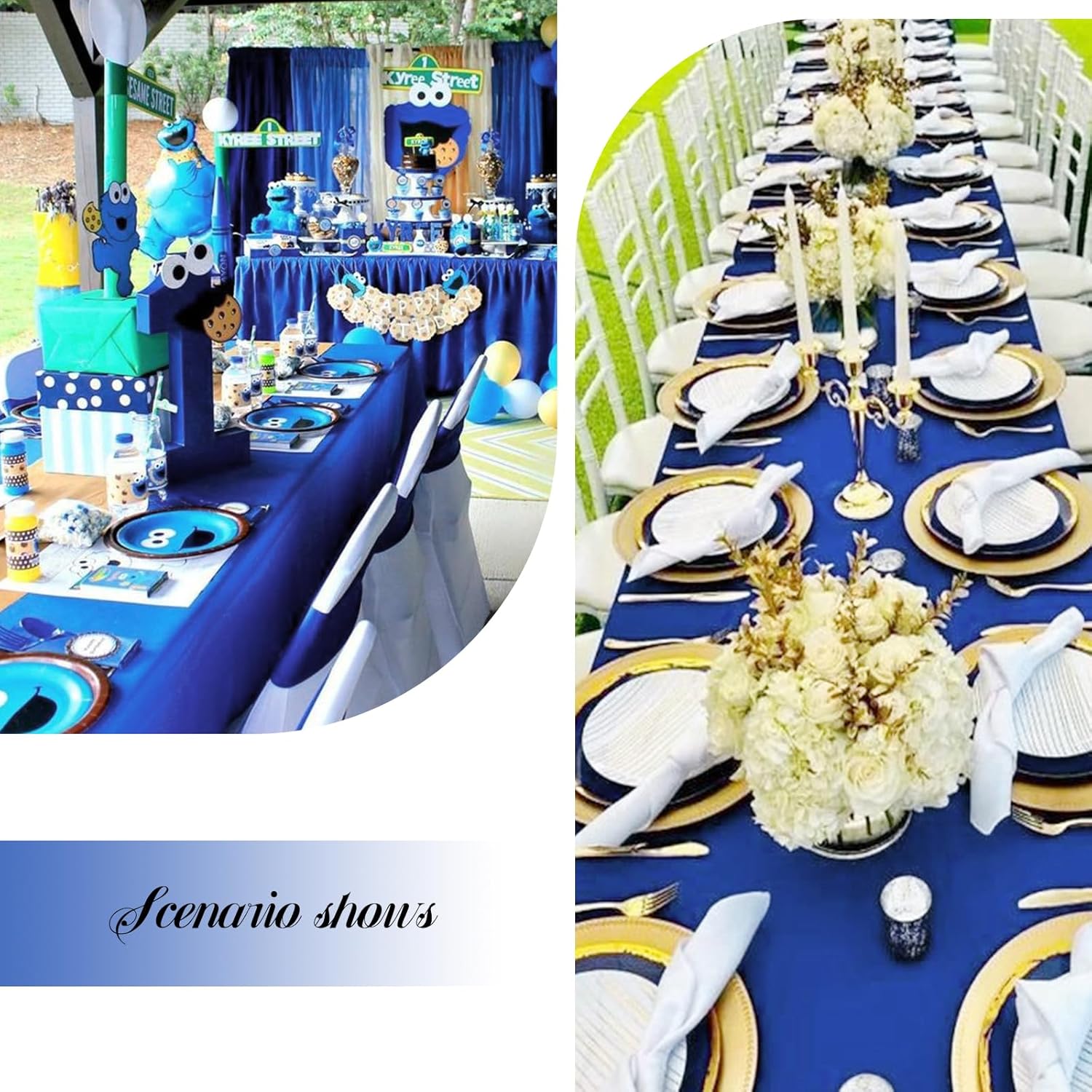 12 Pack Polyester Tablecloth 60 x 126 Inch Royal Blue Tablecloth for 8 Ft Rectangle Tables,Washable Fabric Table Covers Polyester Table Clothes for Wedding Parties Banque