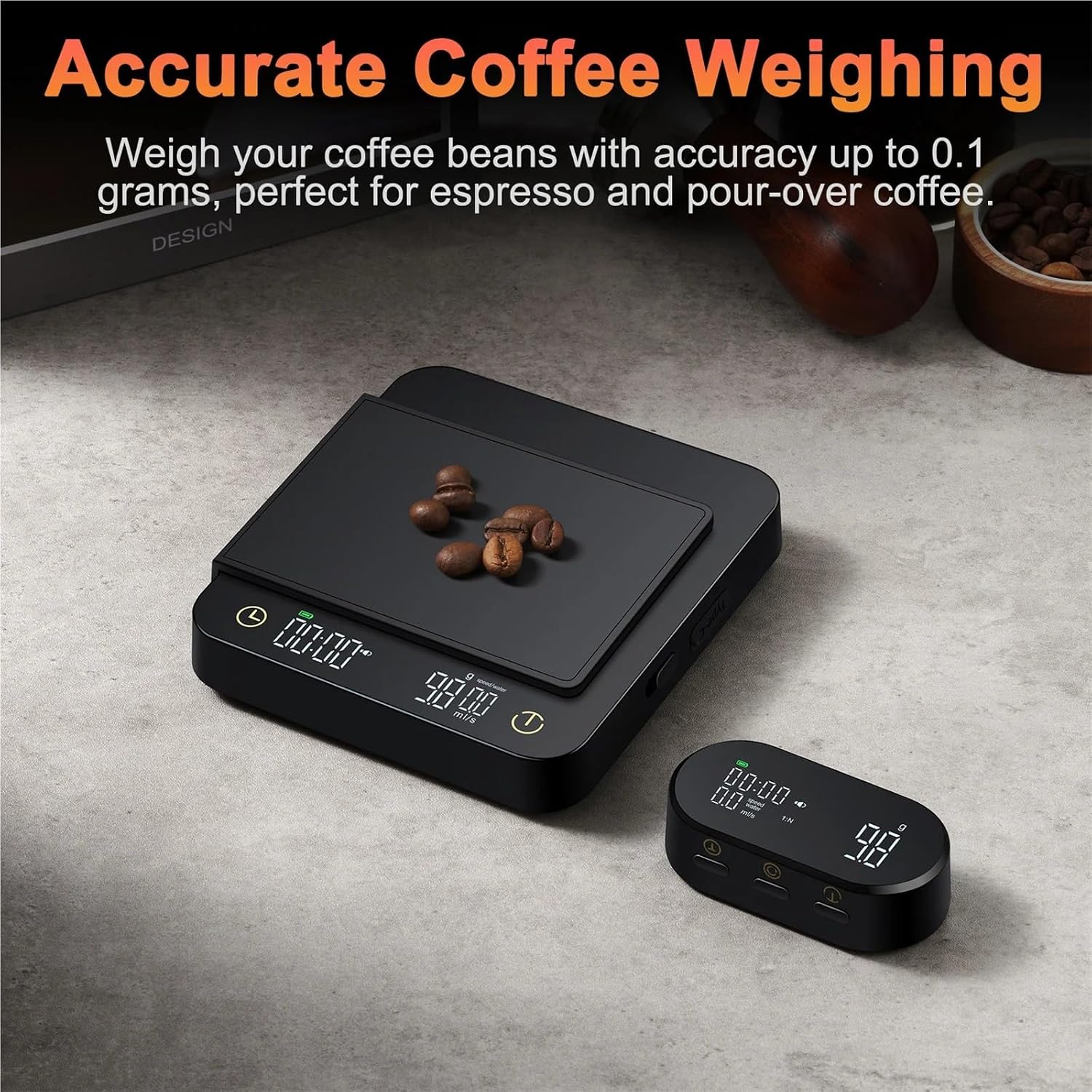 Digital Coffee Scale with Timer & Wireless Display - 3kg/0.1g Accurate Kitchen Scale for Espresso and Pour Over Coffee