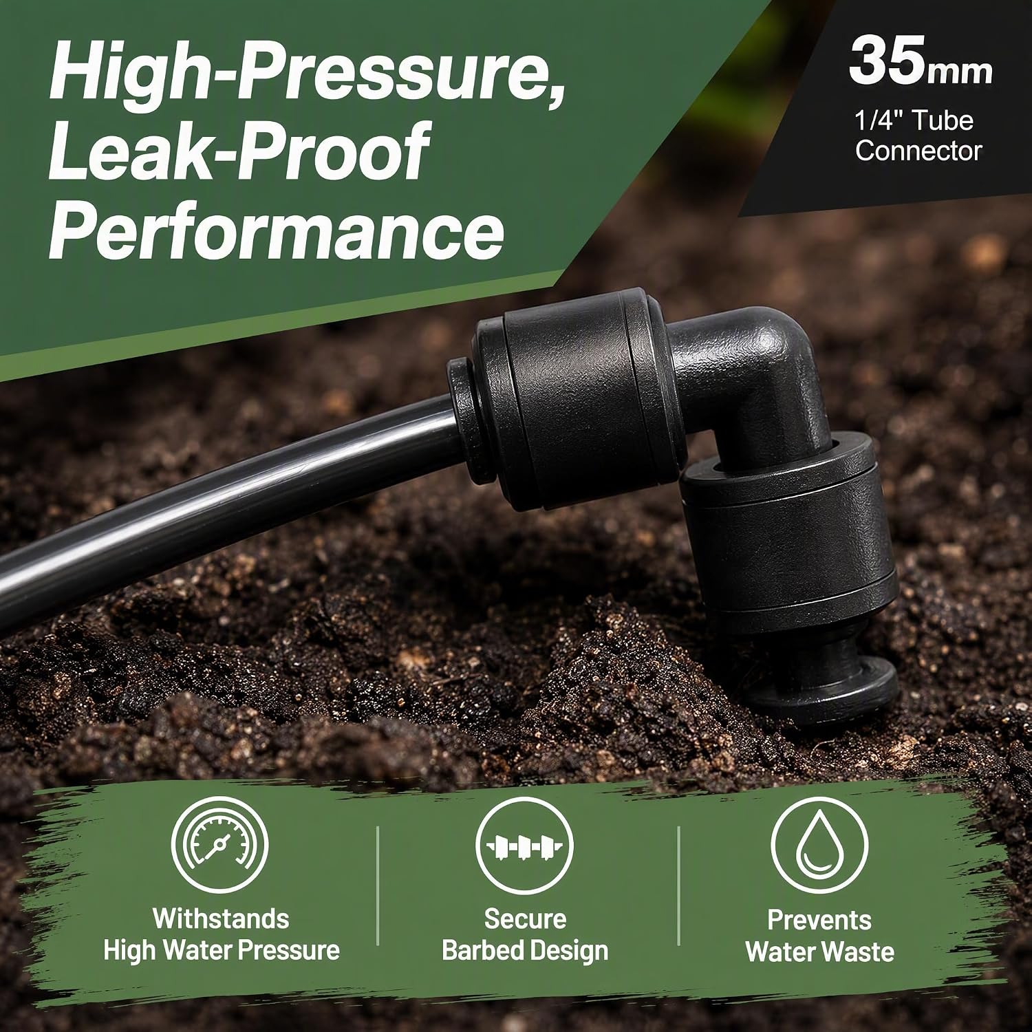 20 Pack 1/4'' Drip Irrigation Elbow Fittings-90° Garden Hose Elbow Connect image 2