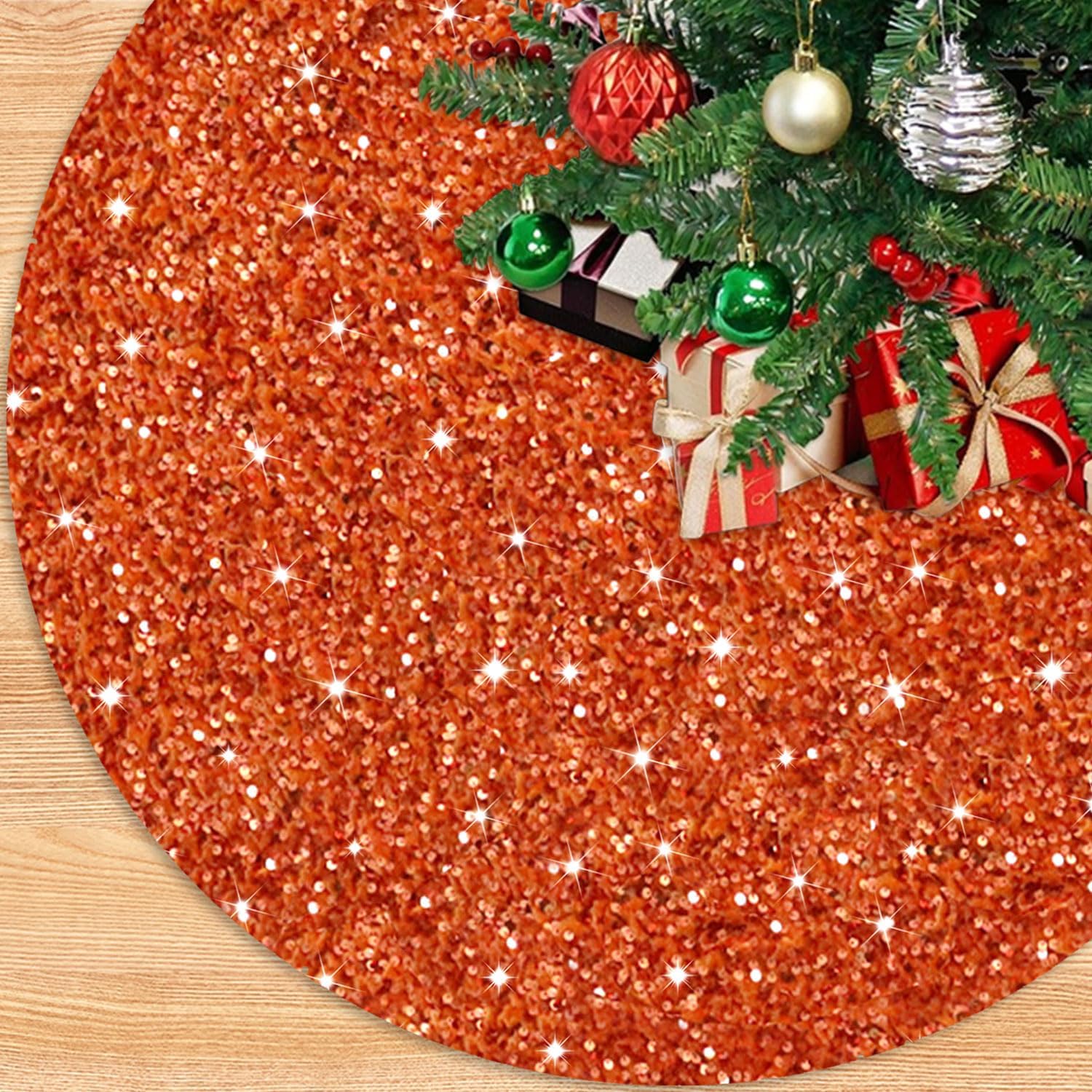 Pink Christmas Tree Skirt Large 60 Inch Sparkle Sequin Tree Skirt Glitter Tree Skirts Hot Pink Tree Skirt Velvet Xmas Tree Mat for New Year Party Home Deocration