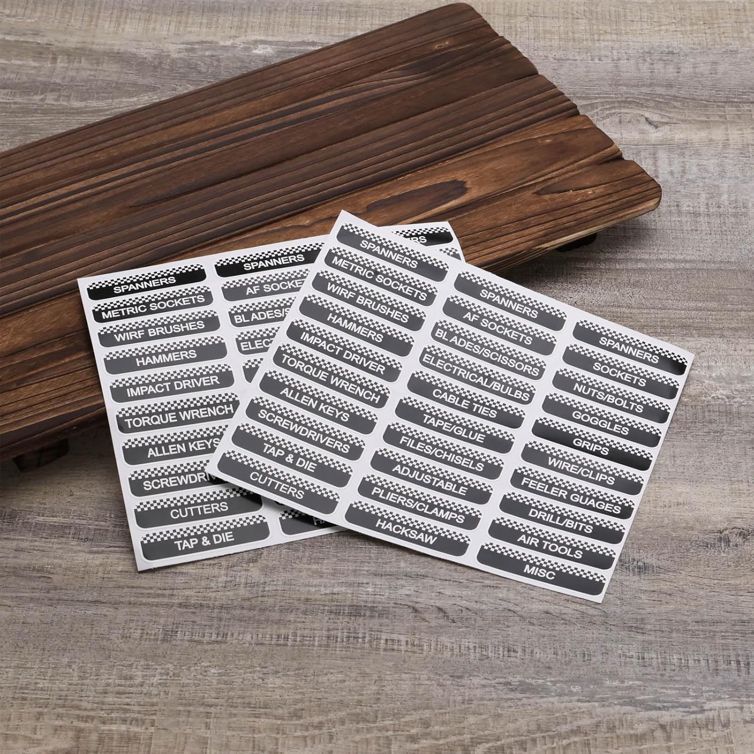 2Pcs Tool Chest Organizer Stickers Workshop Tool Box Drawer Identification Waterproof Label Stickers 30x Stickers Per Sheet Single Sticker Size 57x14mm