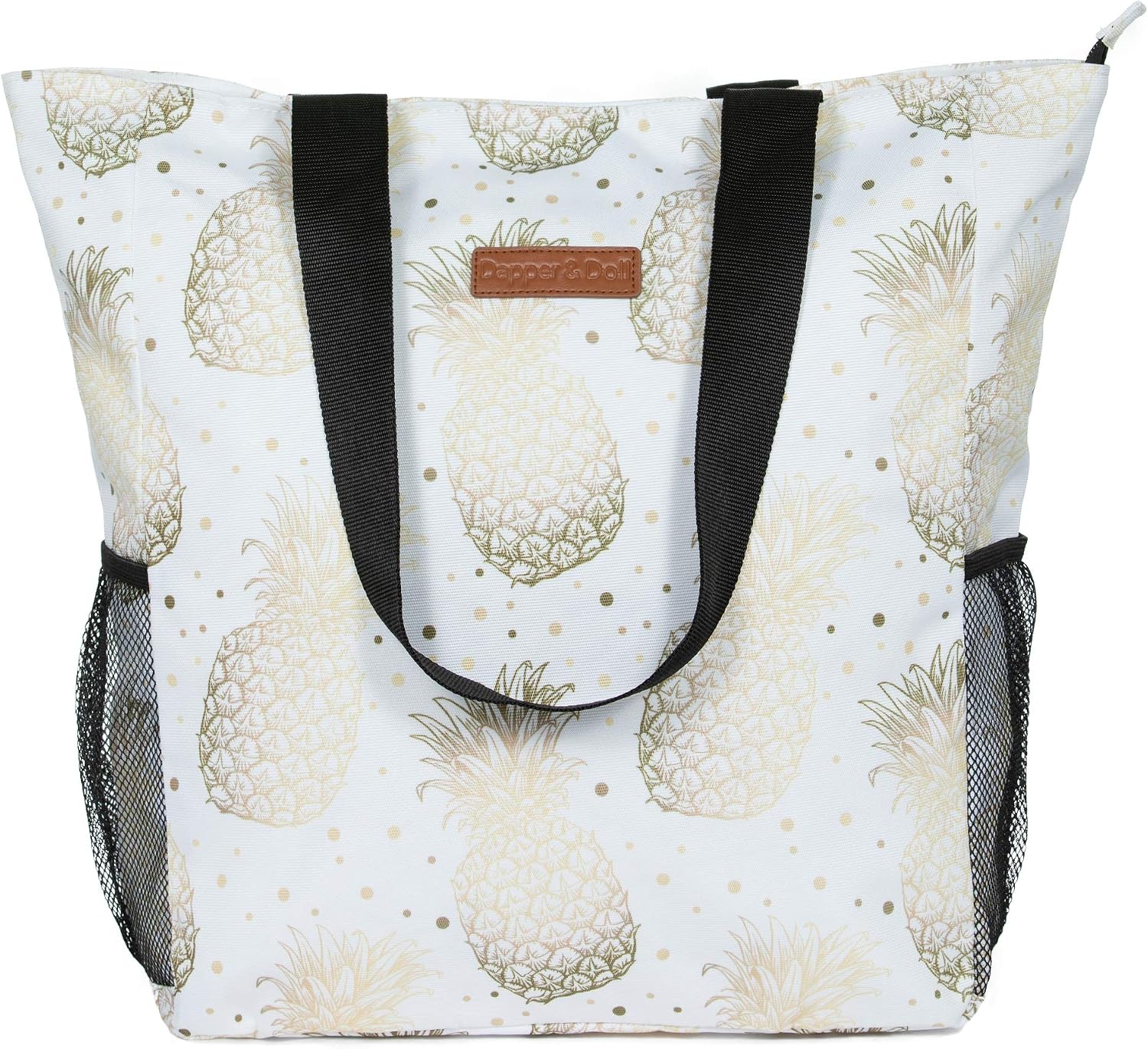 Dapper&Doll Waterproof Sandproof Beach Tote Bags - Zipper Top for Boat, Pool, Work, Gifts for Women
