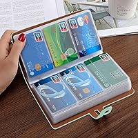 Vista 2 de Soporte para tarjetas de crédito RFID, organizador de tarjetas de visita de cuero con 96 ranuras para tarjetas, protector de funda para tarjetas