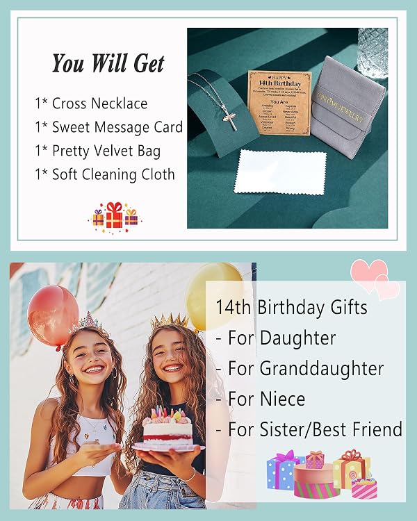 UPROMI 14 Year Old Girl Birthday Gifts Ideas Necklace 14th Birthday Decorations Gifts for Teen Teenage Girls by UPROMI - Image 6