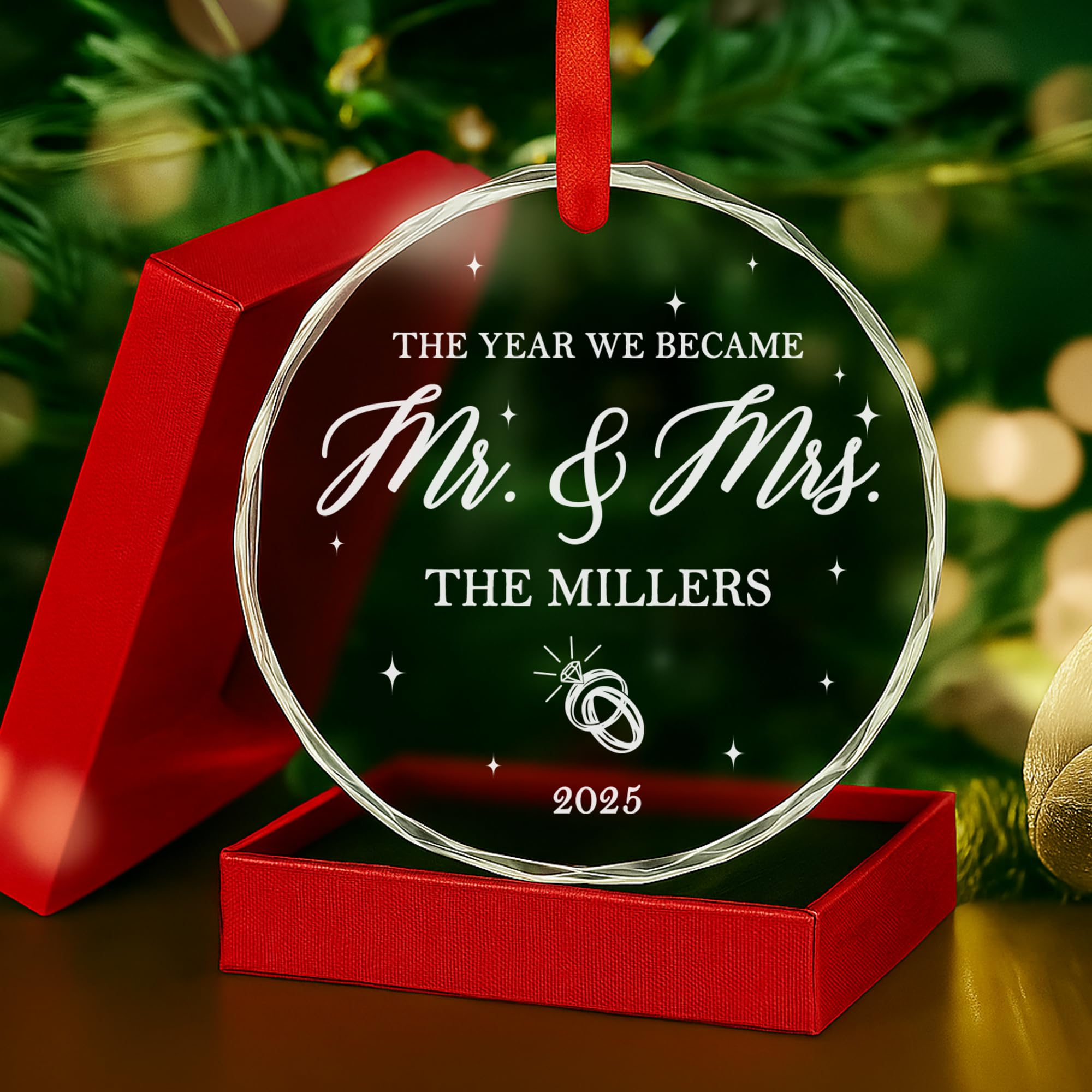 Personalized Wedding Ornament 2025 – Mr and Mrs Crystal Keepsake, First Christmas Married Decoration, Future Newlywed Gift, Just Married Ornament, Unique Bridal Shower Present for Couples